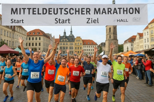 Halle begrüßt die Läufer